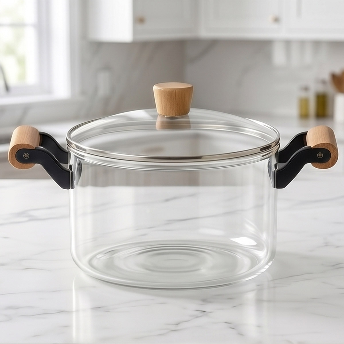 Glass Casserole with Wooden Handle 2.5L