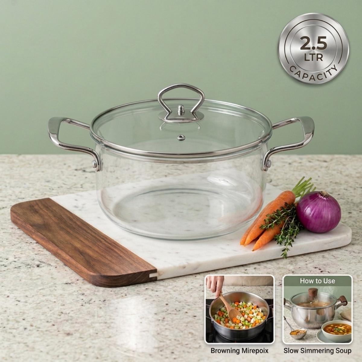 Glass Casserole with Metal Handle 2.5L