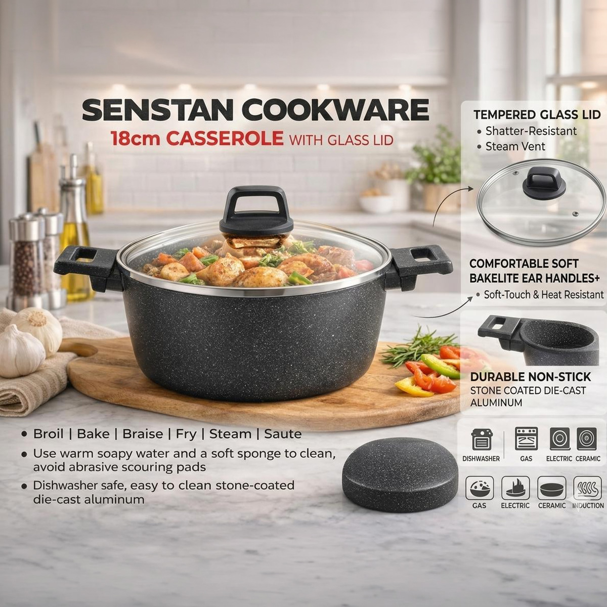 Granite Casserole 18cm