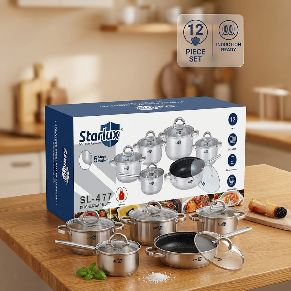 Stainless Steel Cookware Set 12 Piece