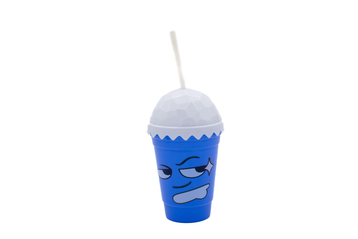 Plastic Tumbler With Straw Blue 500ml