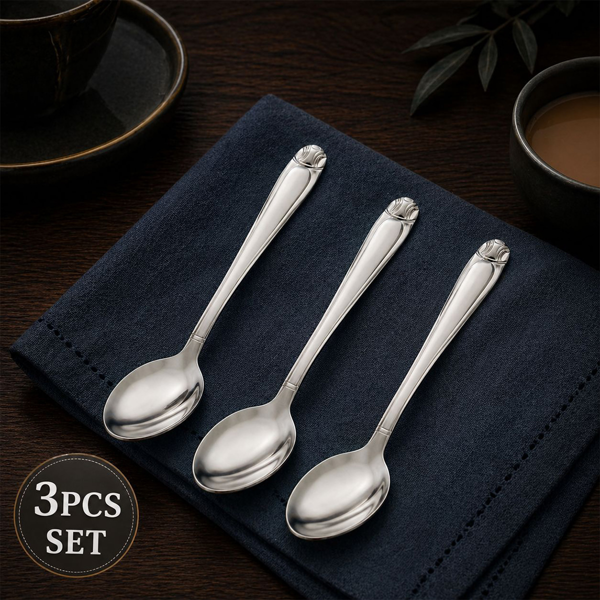 Stainless Steel Tea Spoon Set 3 Piece Silver