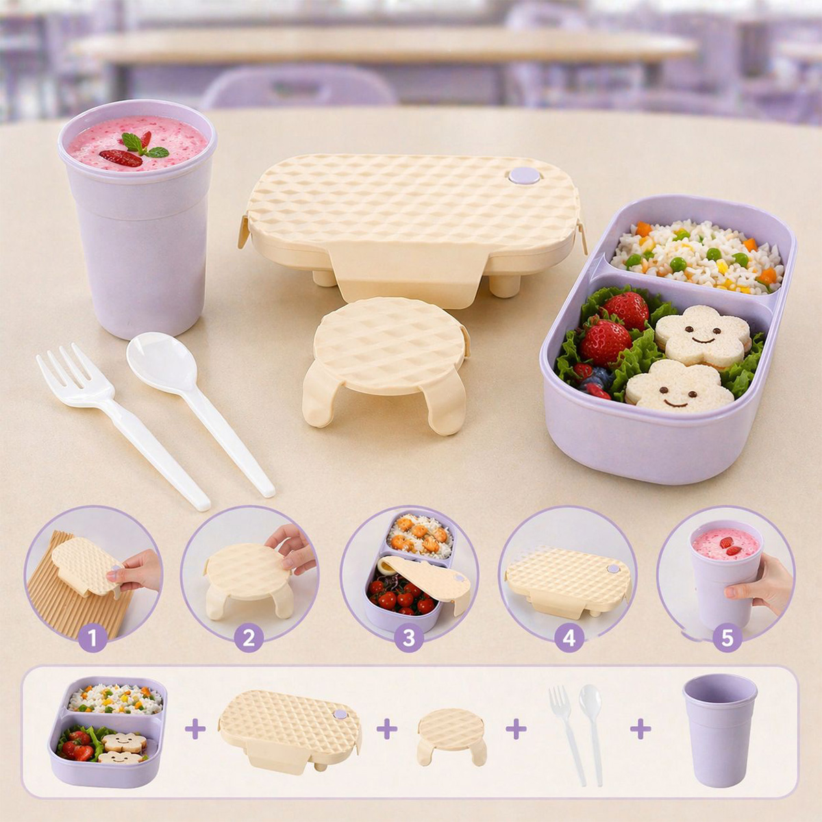 Lunch Box and Water Bottle Set 2 Piece