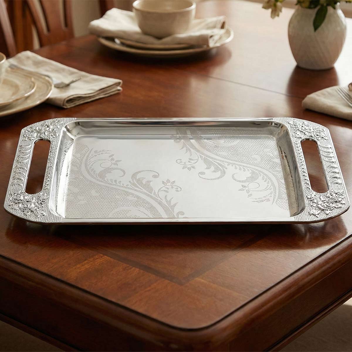 Medium Silver Metal Tray