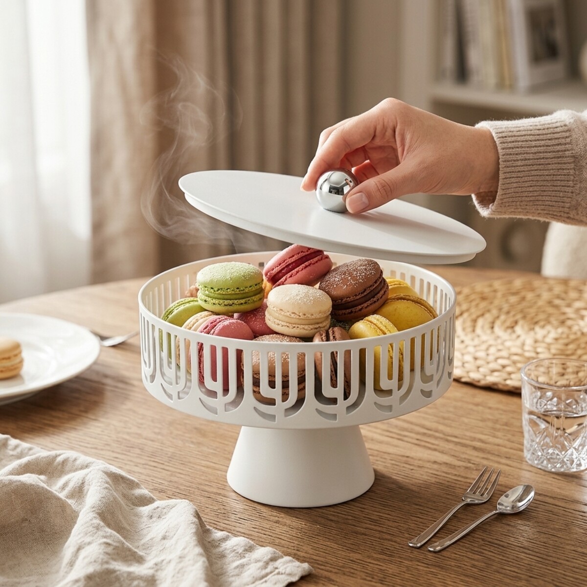 Round Metal Candy Bowl with Cover