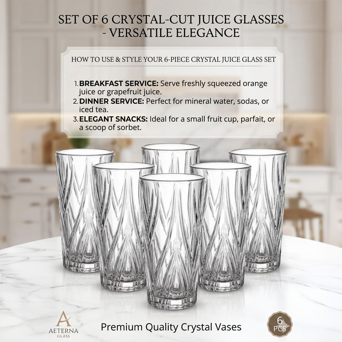 Water Tumbler Glass Set 6 Piece