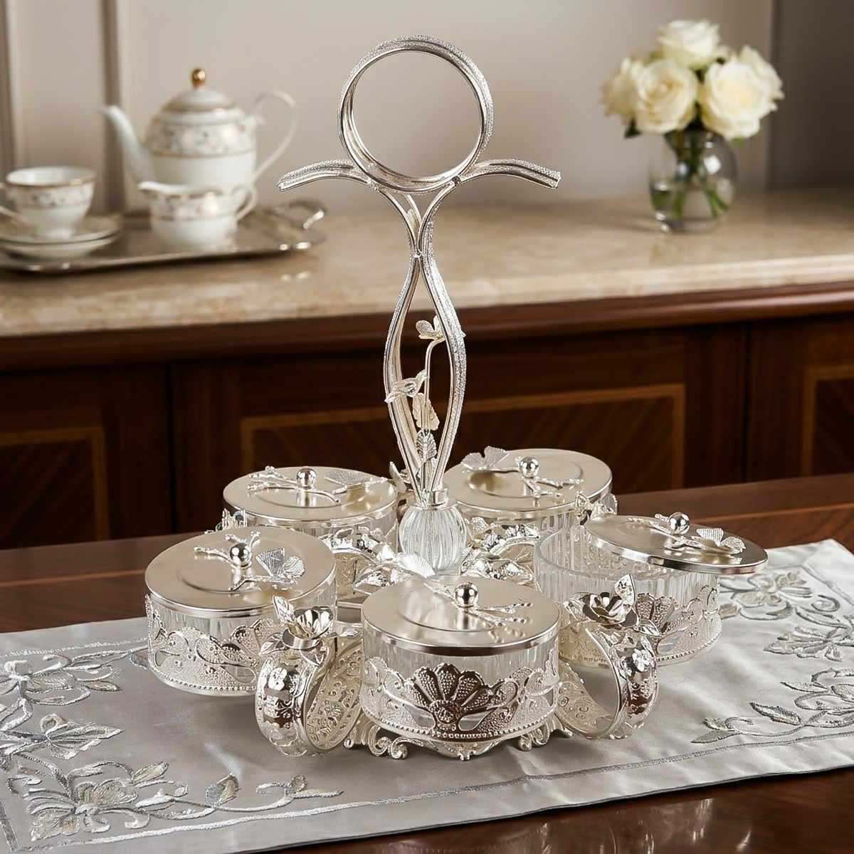 Silver Candy Bowl 5 Compartment