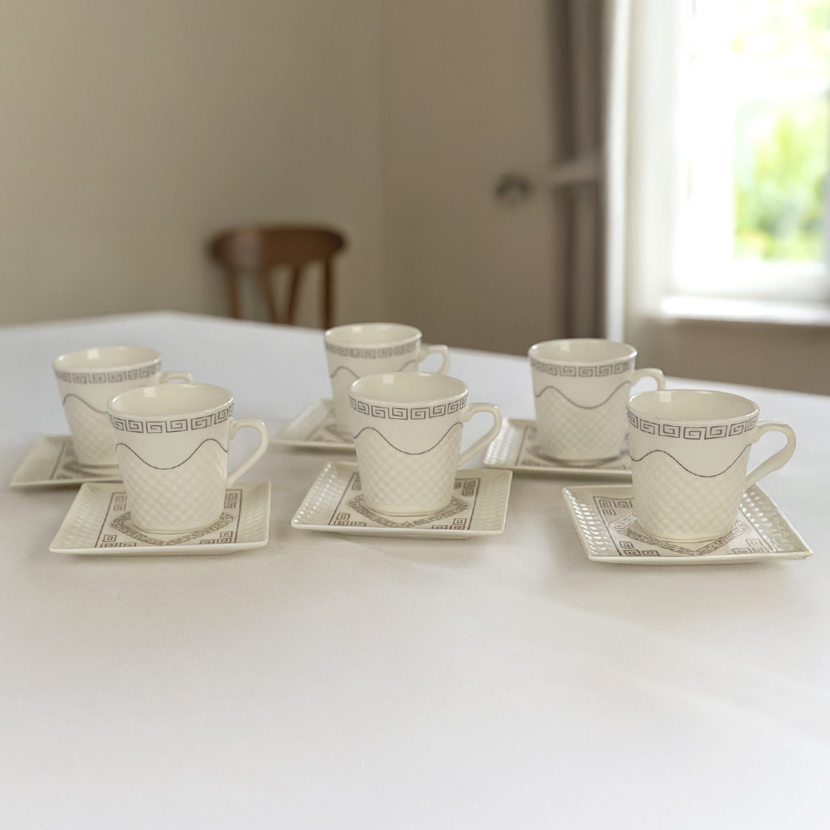 Turkish Ceramic Coffee Cup & Saucer Set 12 Piece