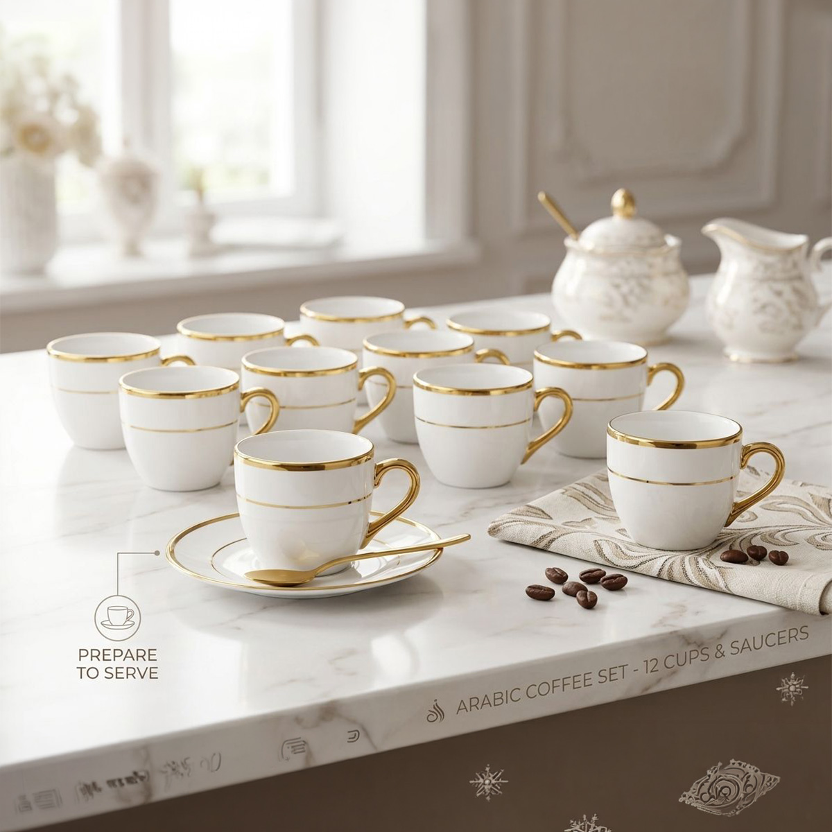 Ceramic Tea Cup Saucer Set 24 Piece