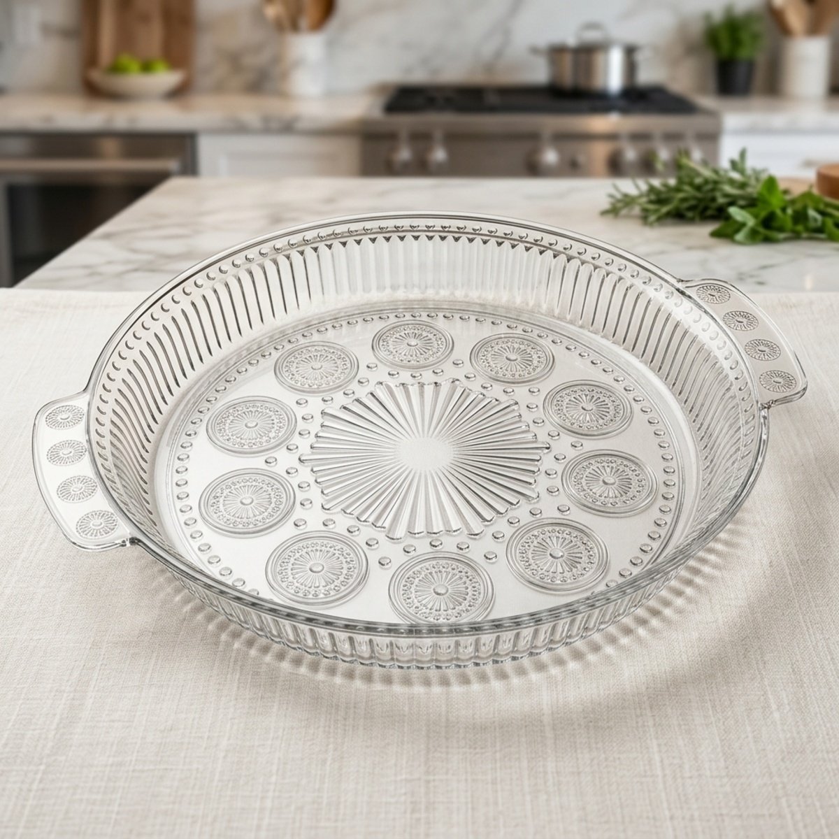 Round PET Tray Silver Floral