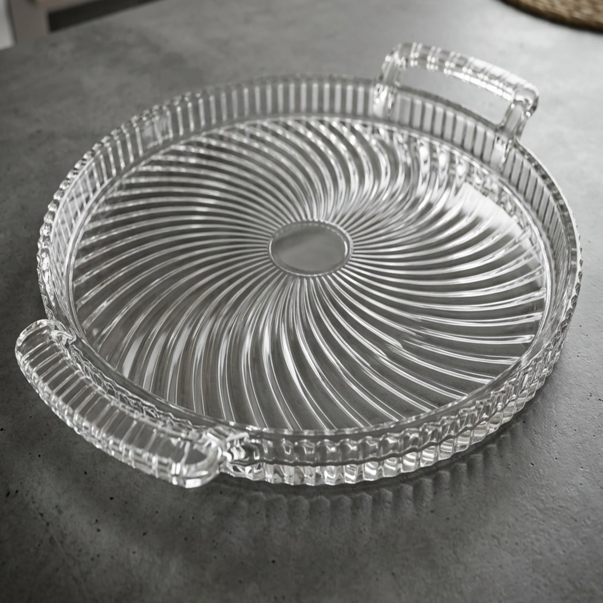 Round PET Tray Silver Floral