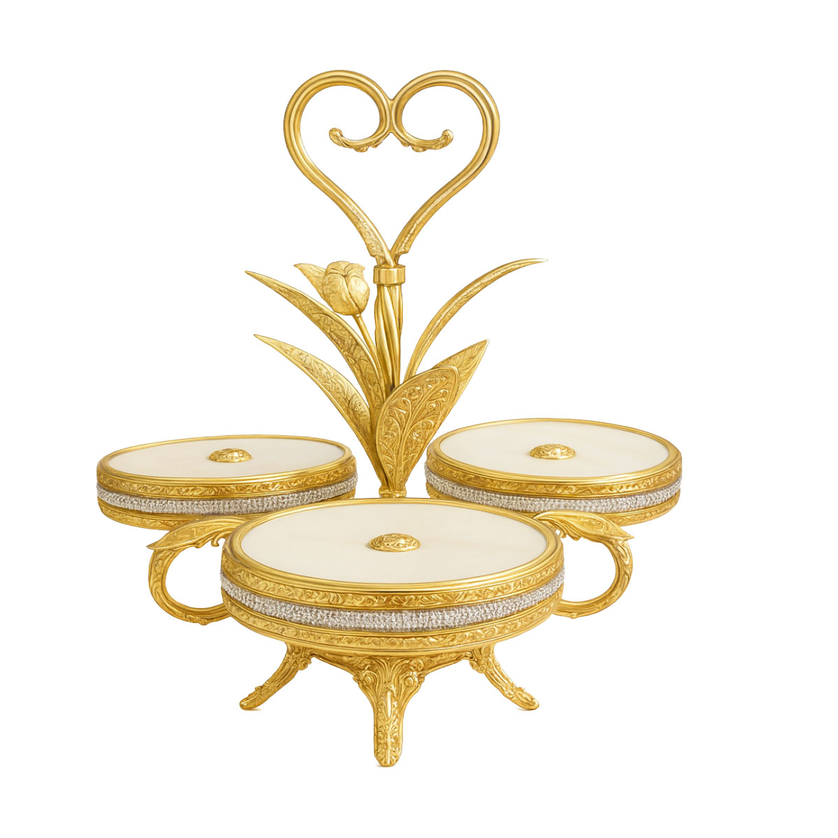 Gold Nut Bowl 3 Compartment