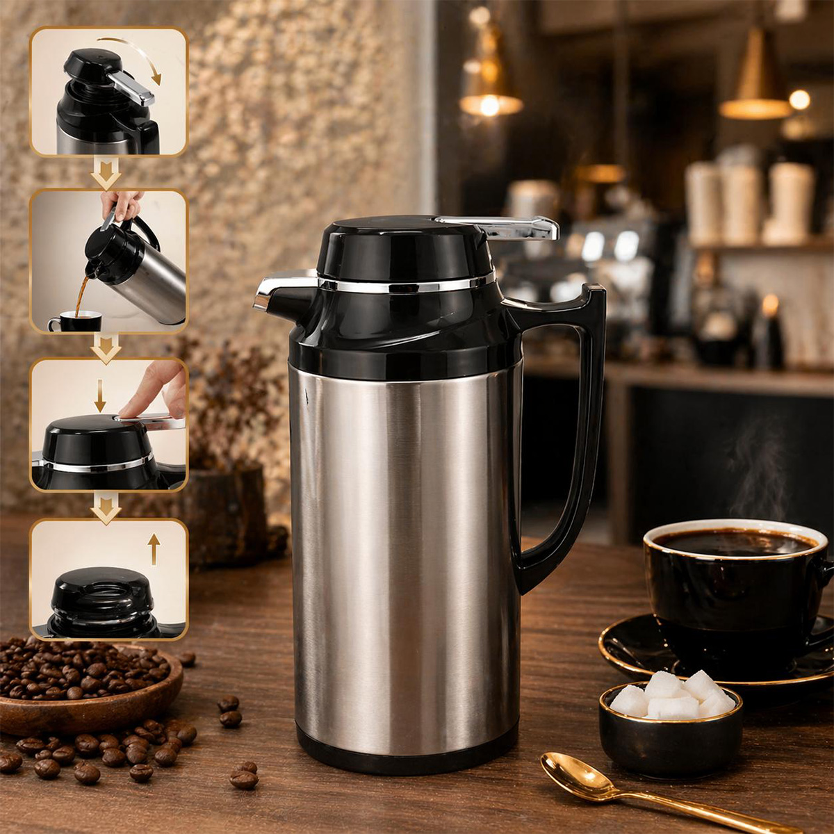 Stainless Steel Body Flask Gold Lid