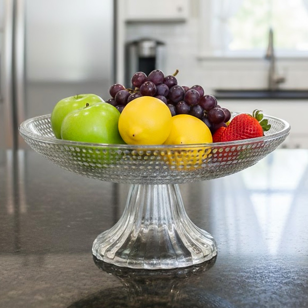 Footed Glass Fruit Bowl
