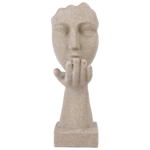 Human Face Resting on Hand Decorative Figurine