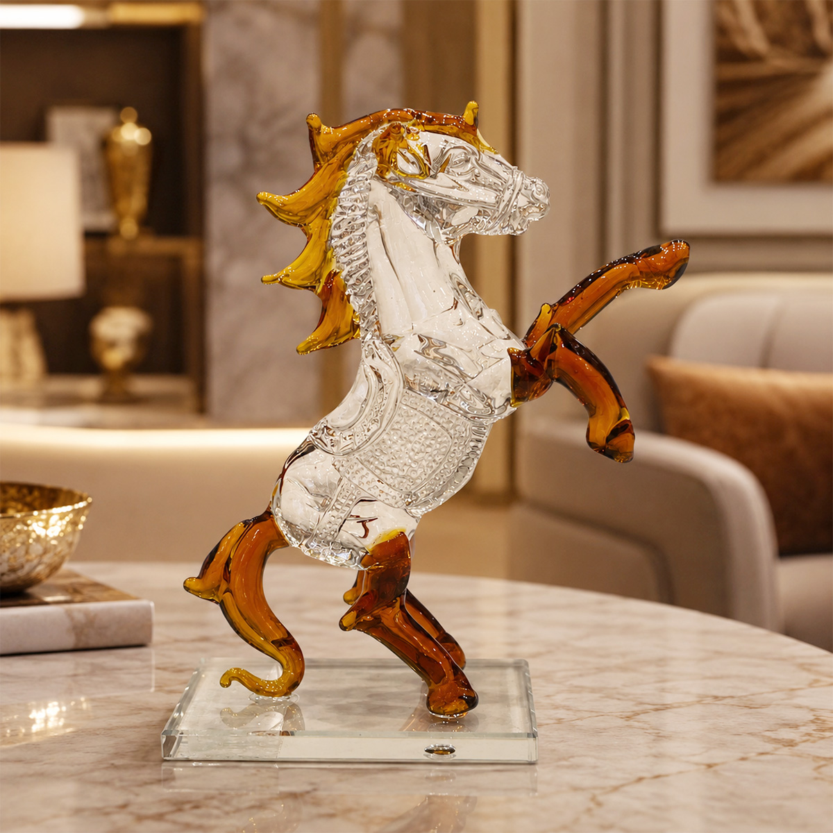 Brown Crystal Horse Figurine
