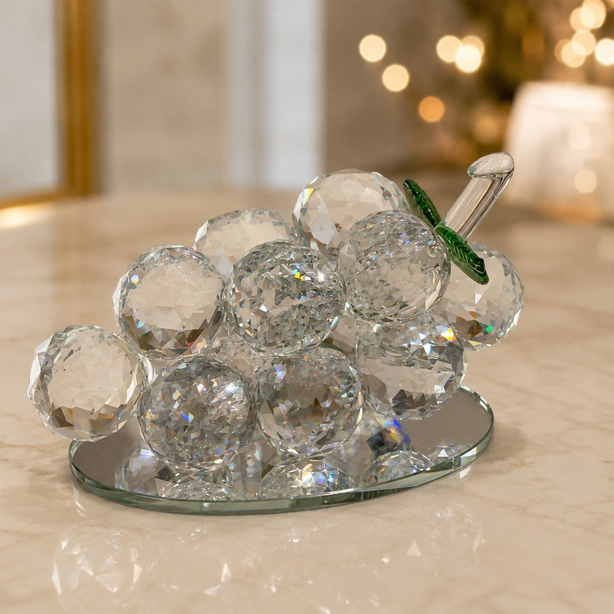 Small Red and White Crystal Grape Ornament