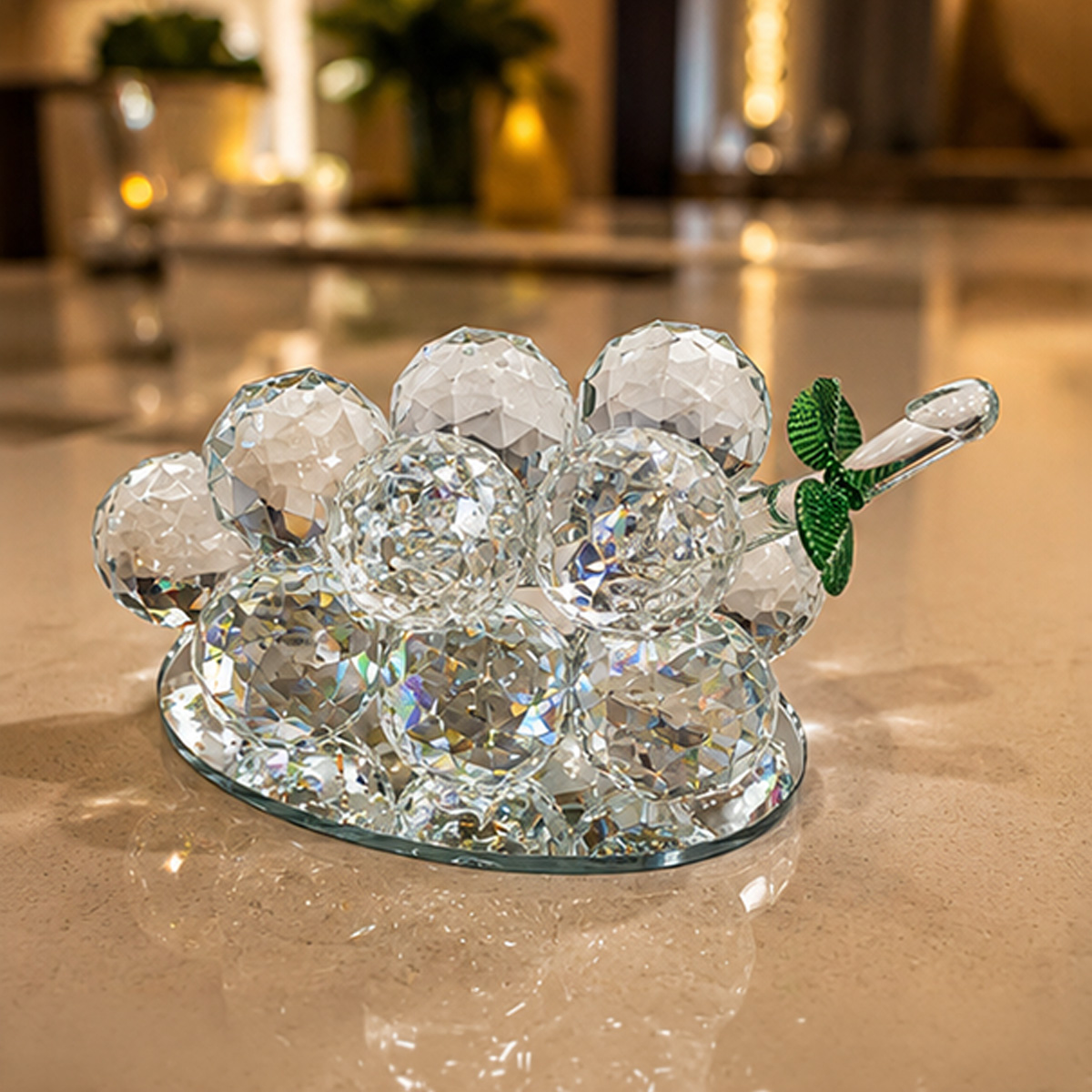 Medium Red and White Crystal Grape Ornament