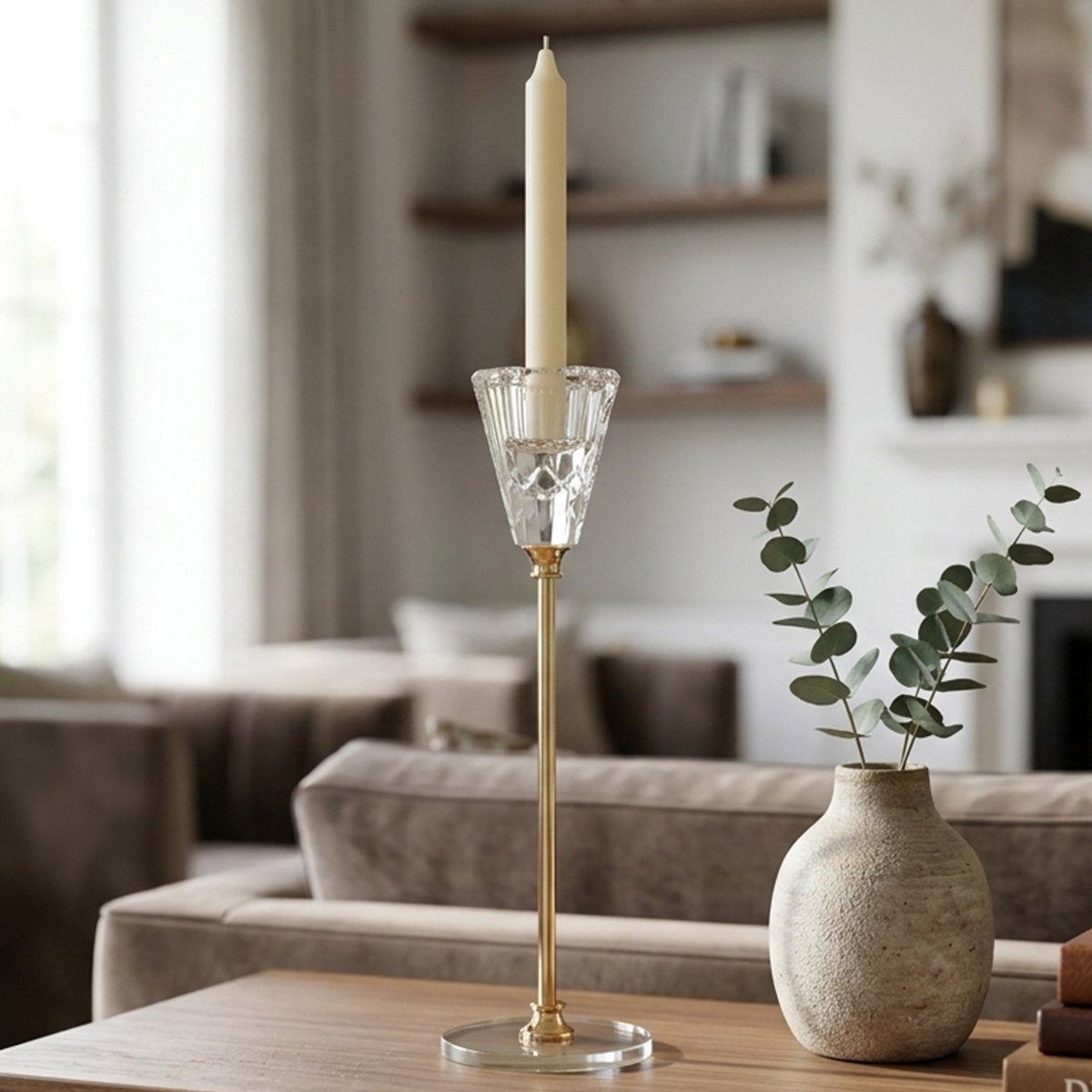 Gold & Silver Glass Candle Holder