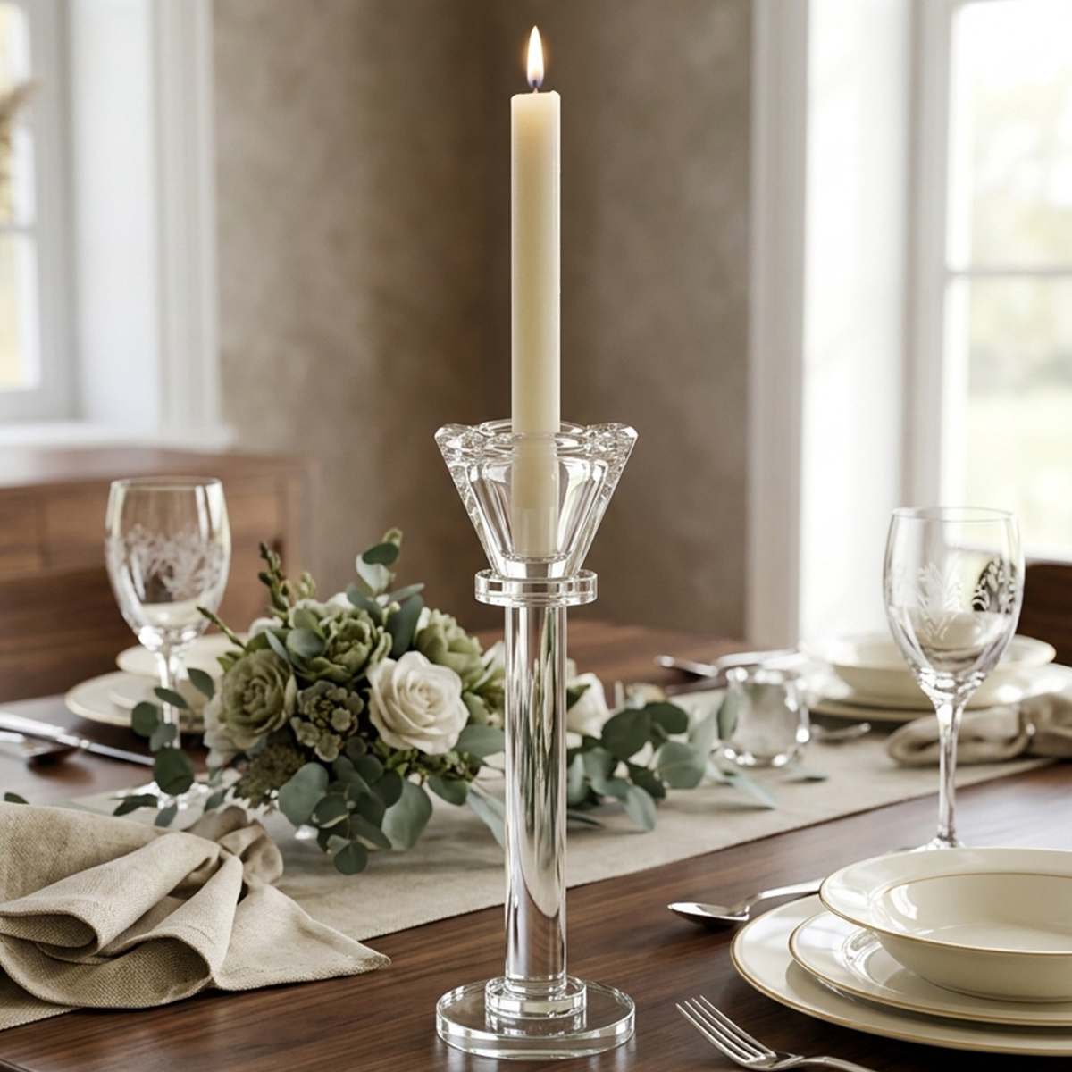 Gold & Silver Glass Candle Holder