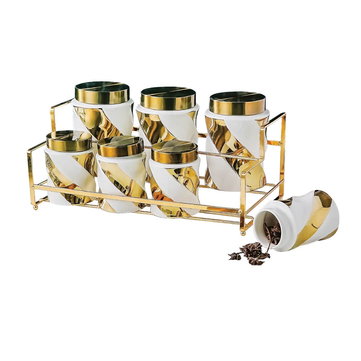 Ceramic Spice Set with Stand 7 Piece
