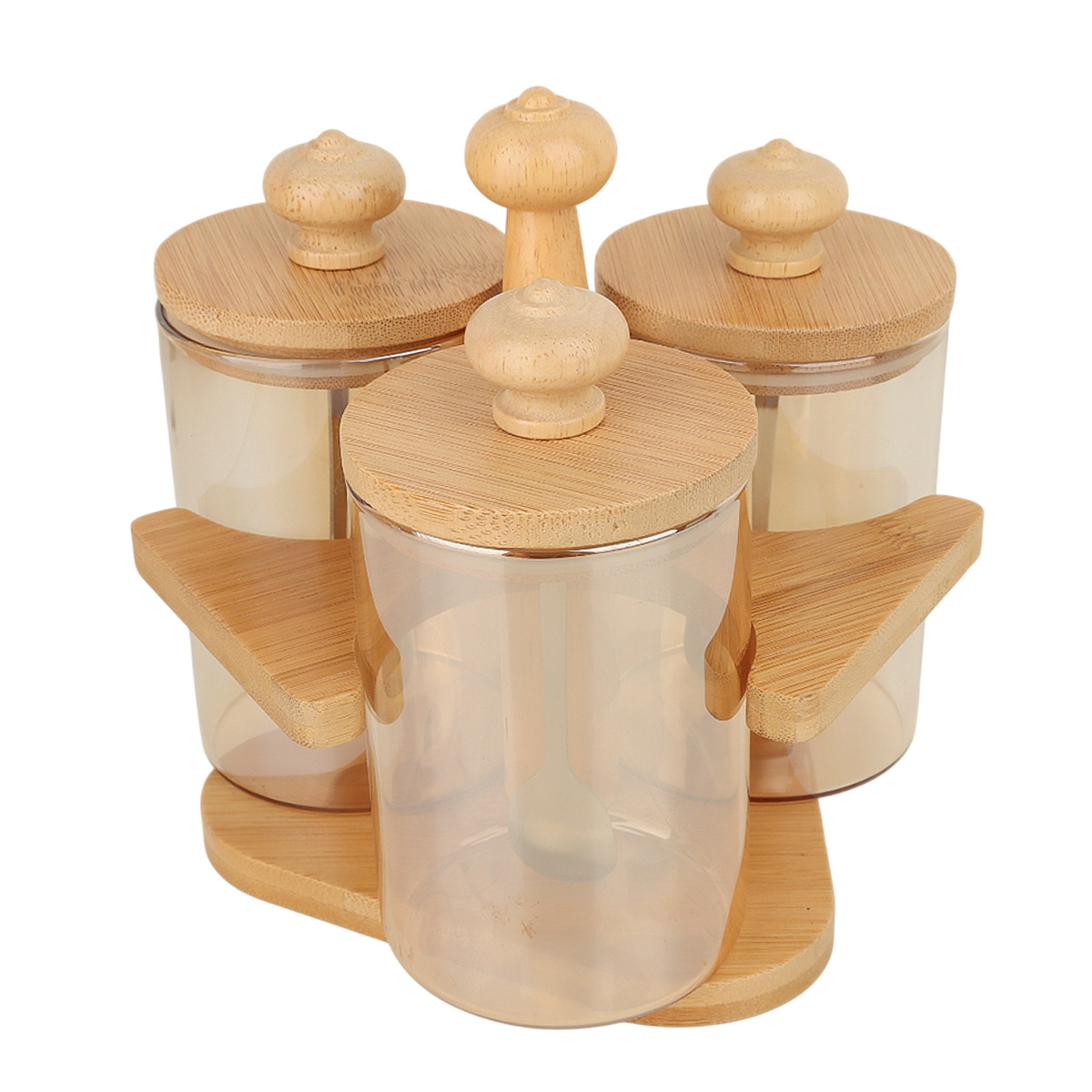 Bamboo & Glass Spice Set 3 Piece