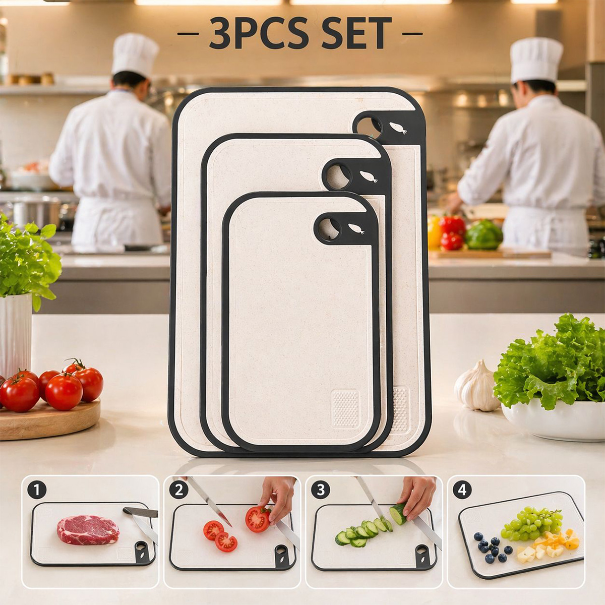 Cutting Board Set 3 Piece 26x16x0.7