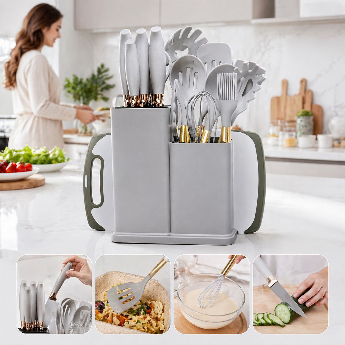 Kitchen Tools and Cutting Board Set 19 Piece