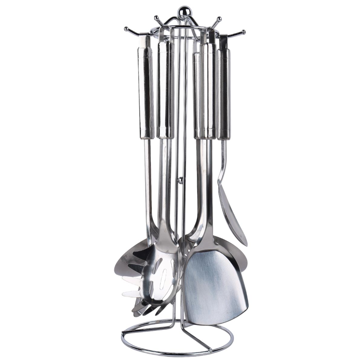 Stainless Steel Kitchen Utensil Set with Hanging Stand 7 Piece