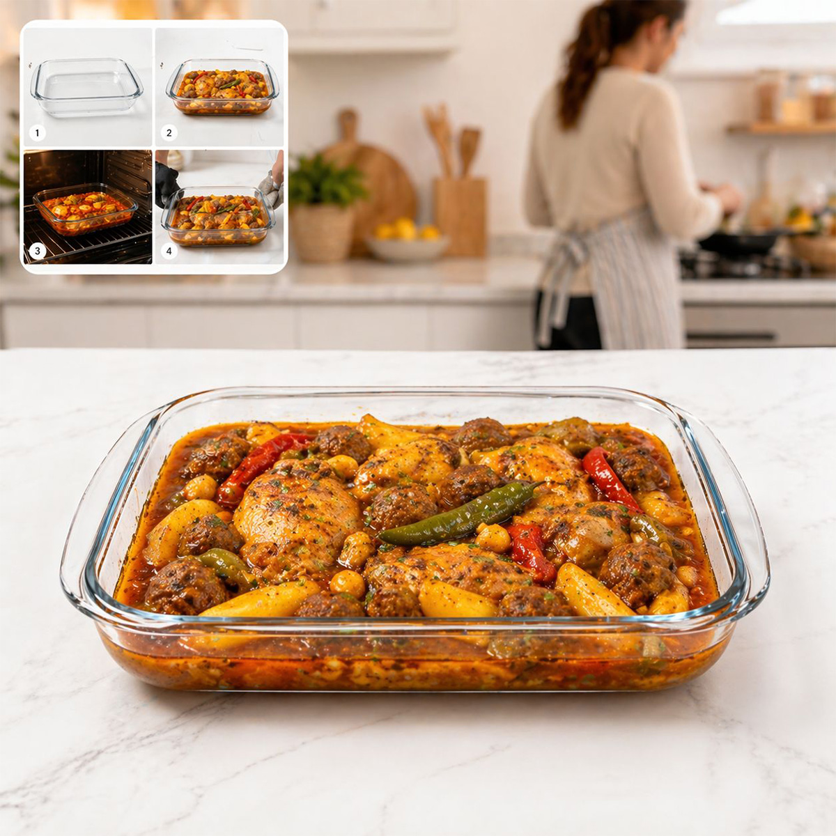 Square Glass Baking Dish 1.6L