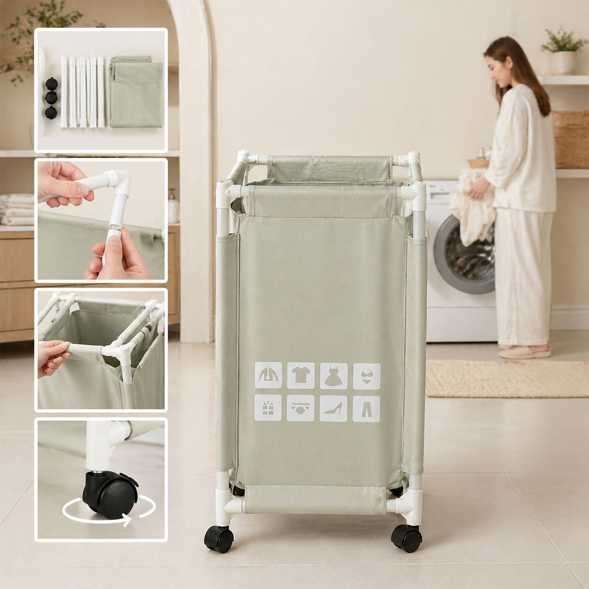 Fabric Laundry Basket Single Part