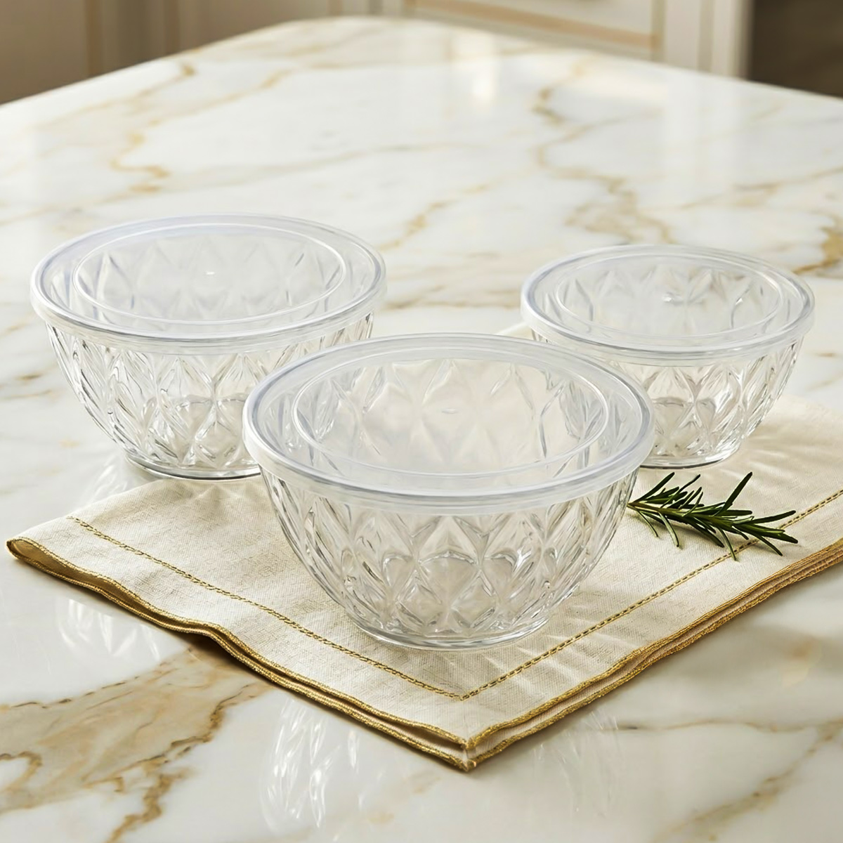 Plastic Bowl Set 3 Piece with Cover