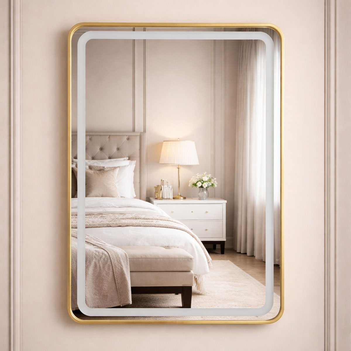Hanging Mirror with Light 60x80