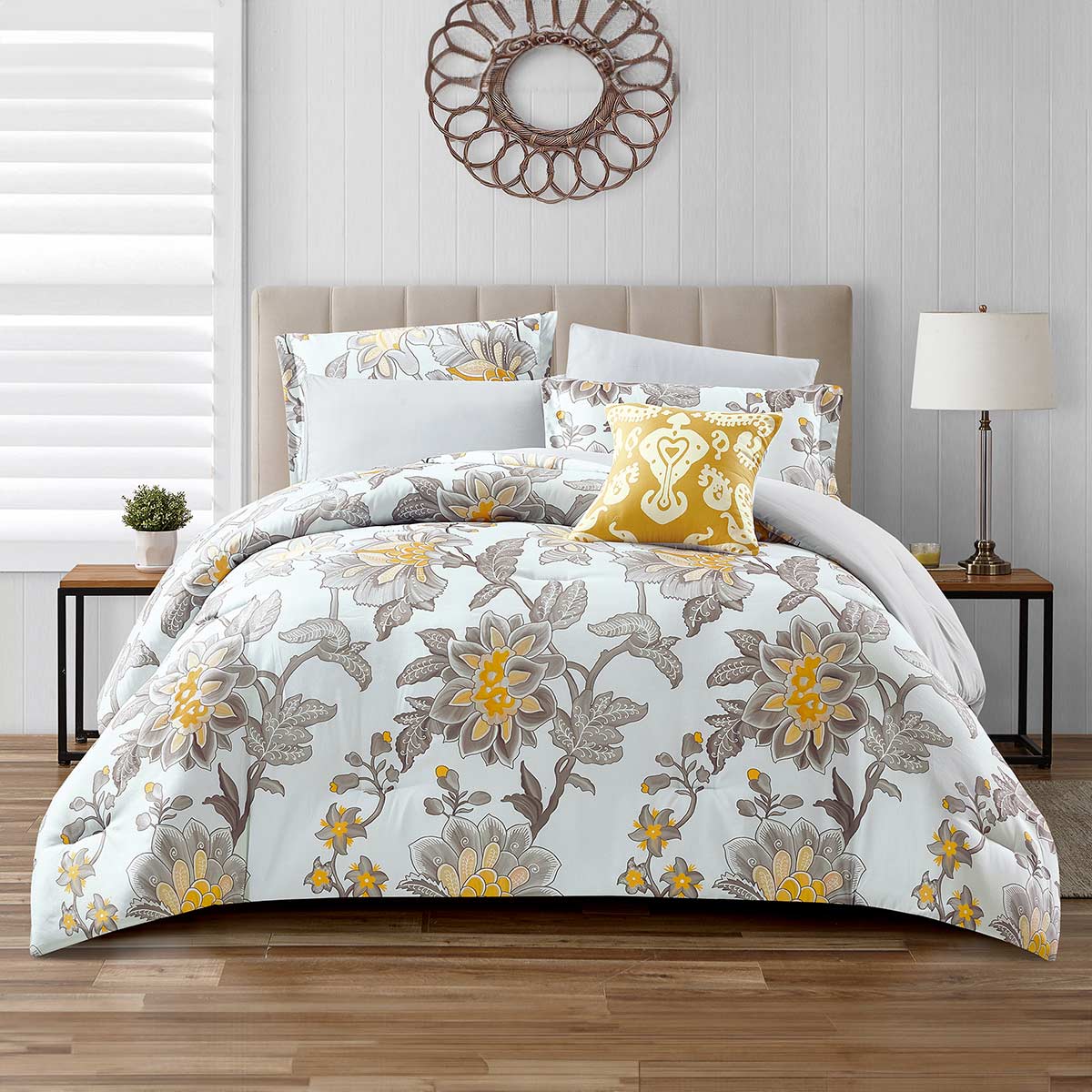 Microfiber Floral Printed Comforter Set 6 Piece
