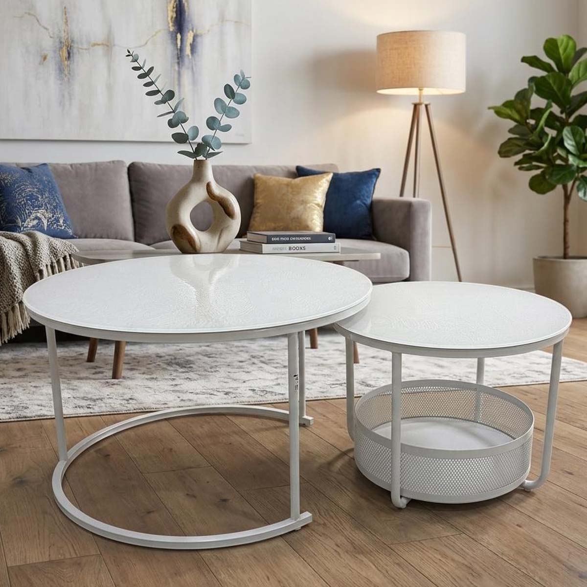 Glass Tea Table Set Round