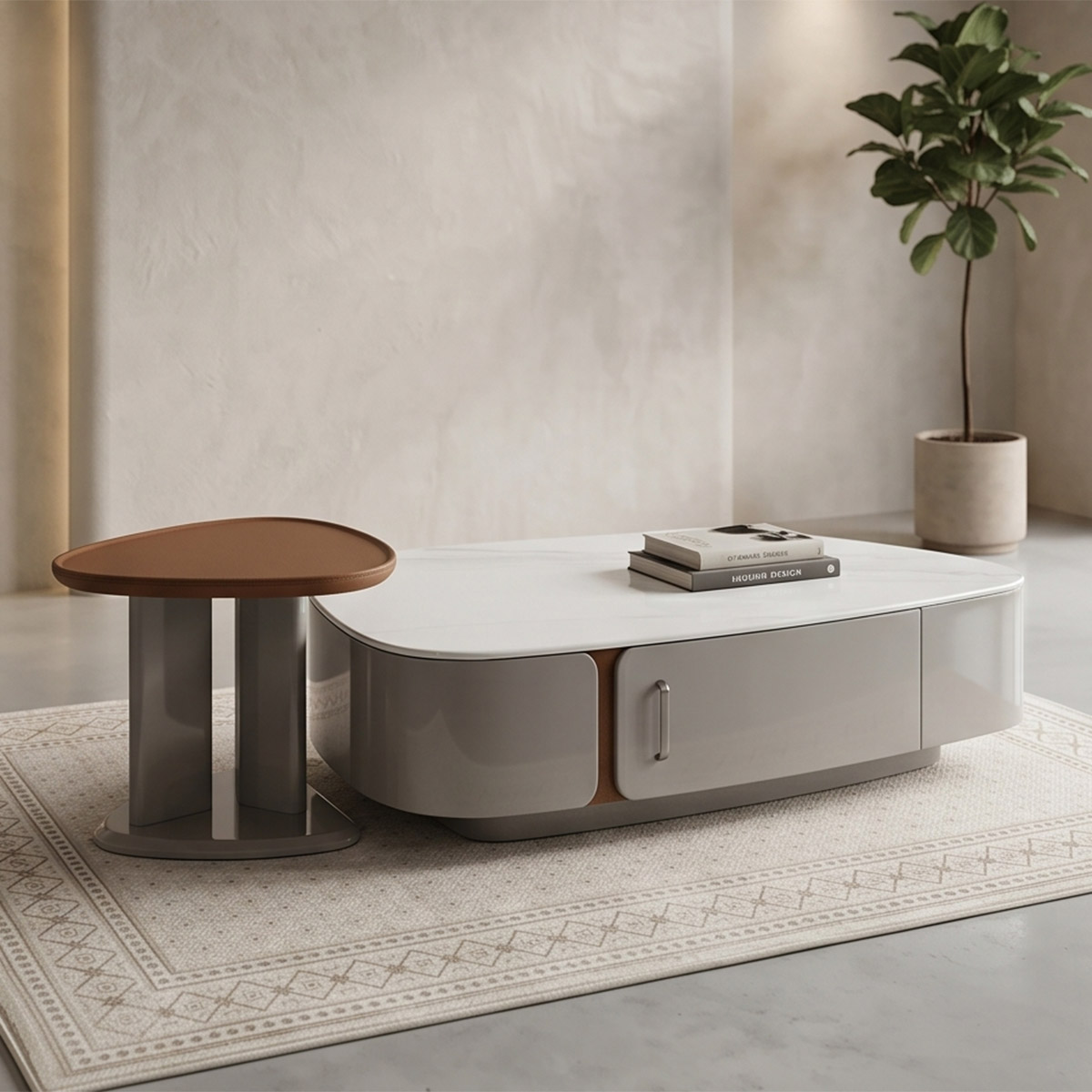 Marble Tea Table Single Rectangle