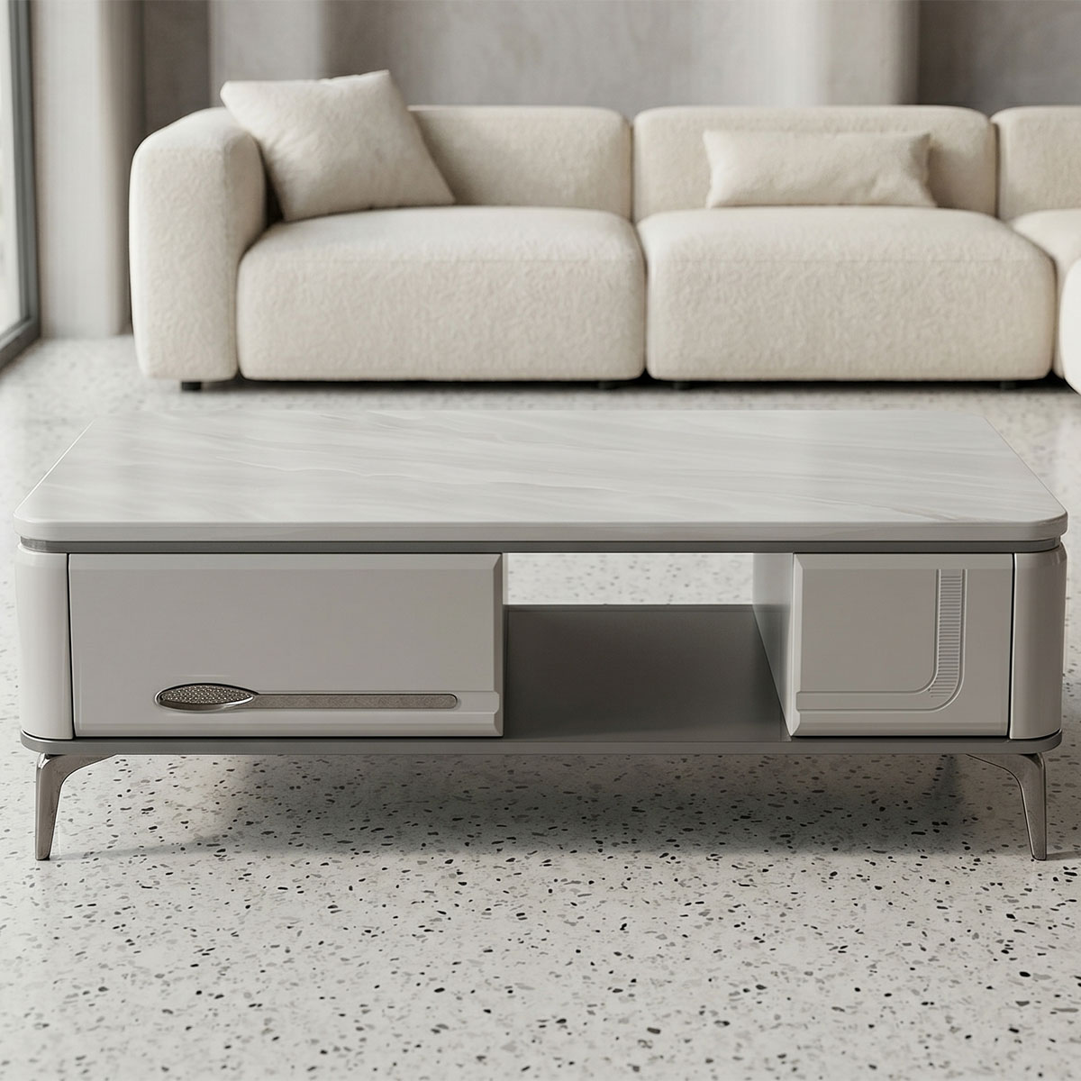 Marble Tea Table Single Rectangle