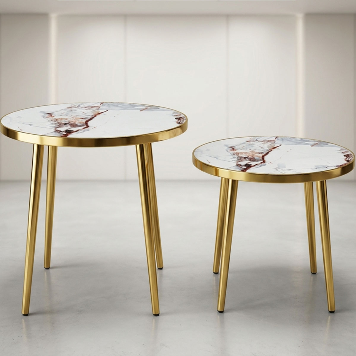 Wooden Tea Table Set Modern Round