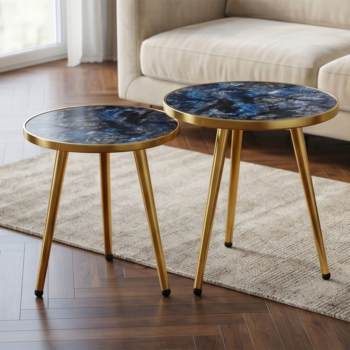 Wooden Tea Table Set Modern Round
