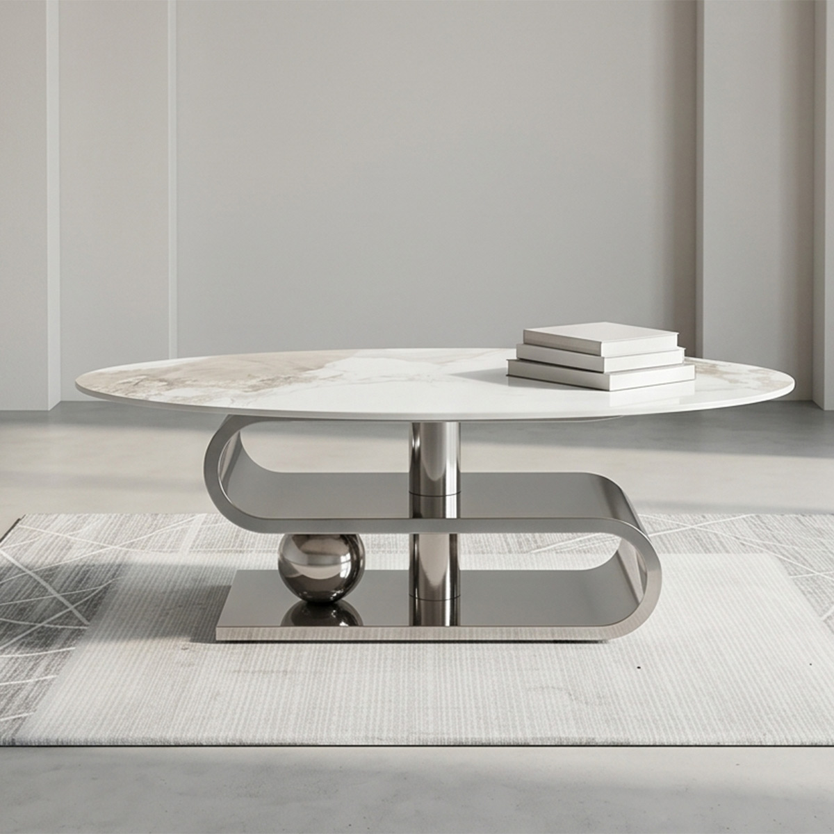 Single Round Marble Tea Table