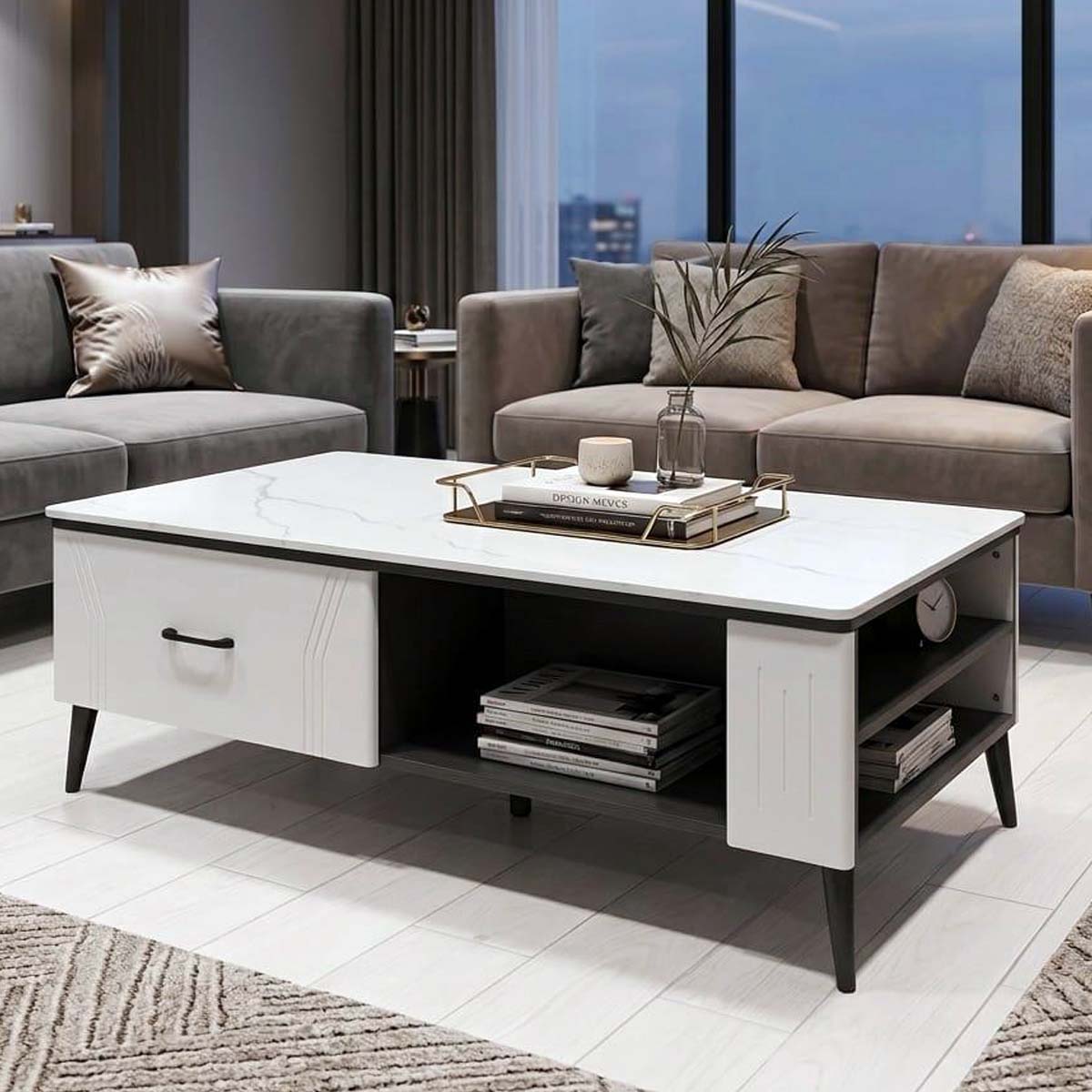 Marble Tea Table Single Rectangle