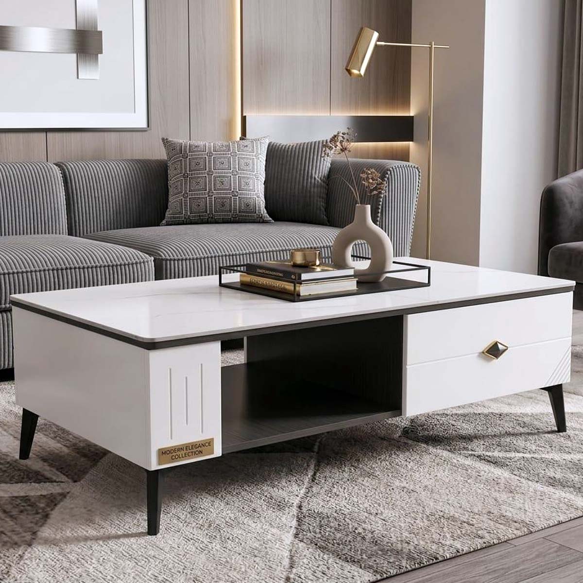 Marble Tea Table Single Rectangle