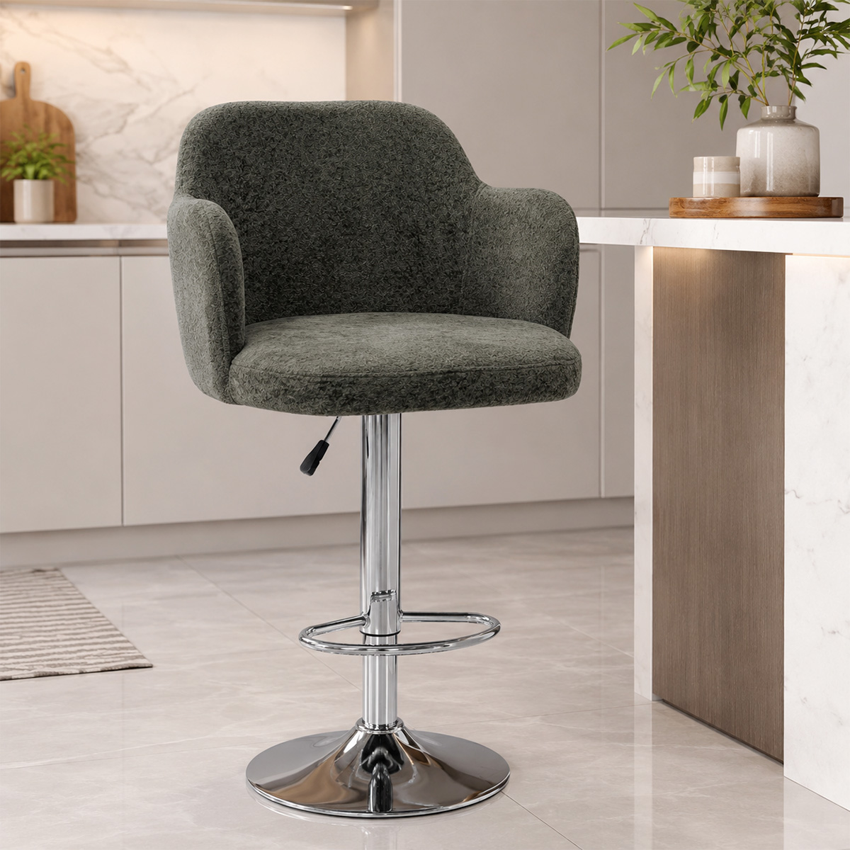 Adjustable Bar Chair with Footrest and Arms