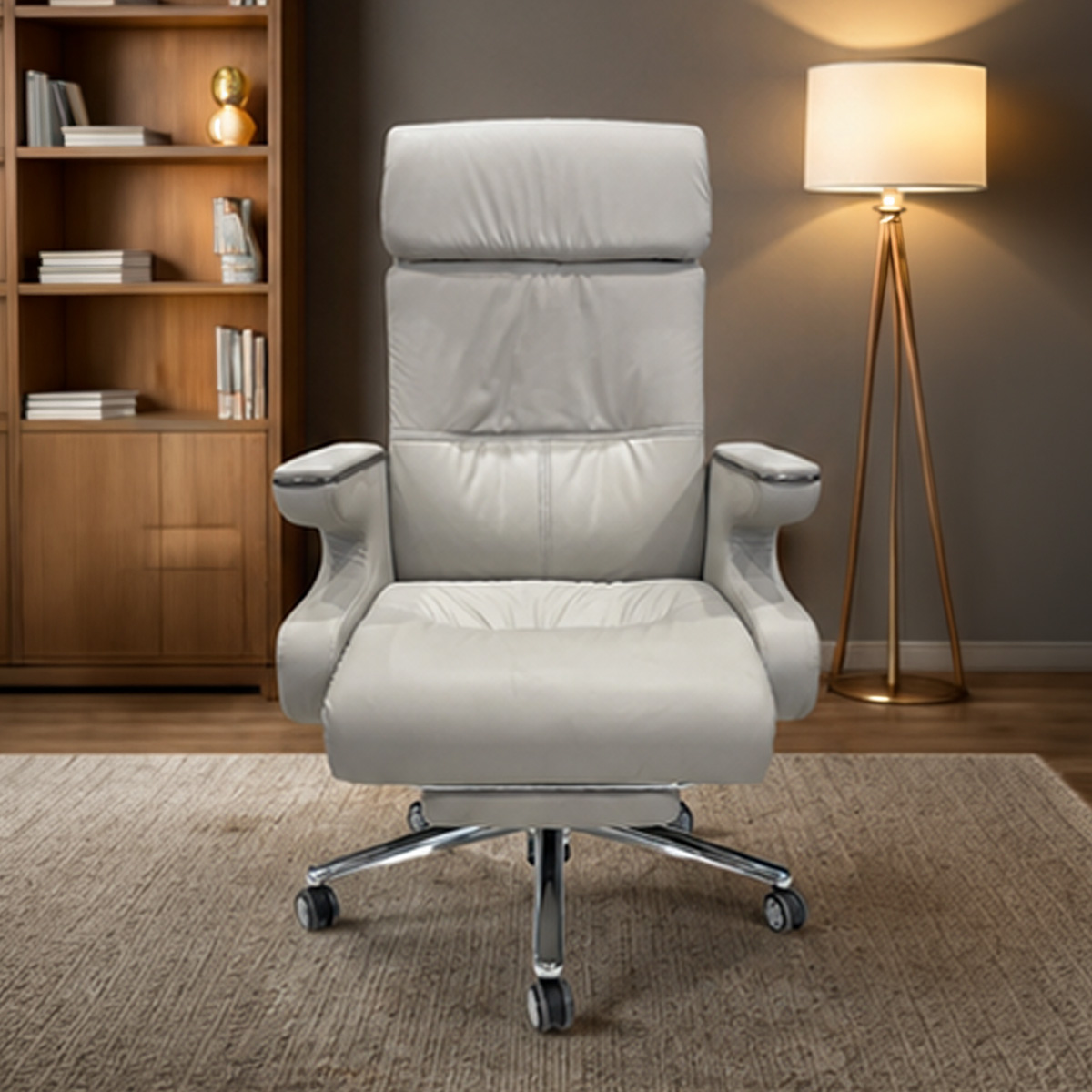 Adjustable High-Back Leather Office Chair