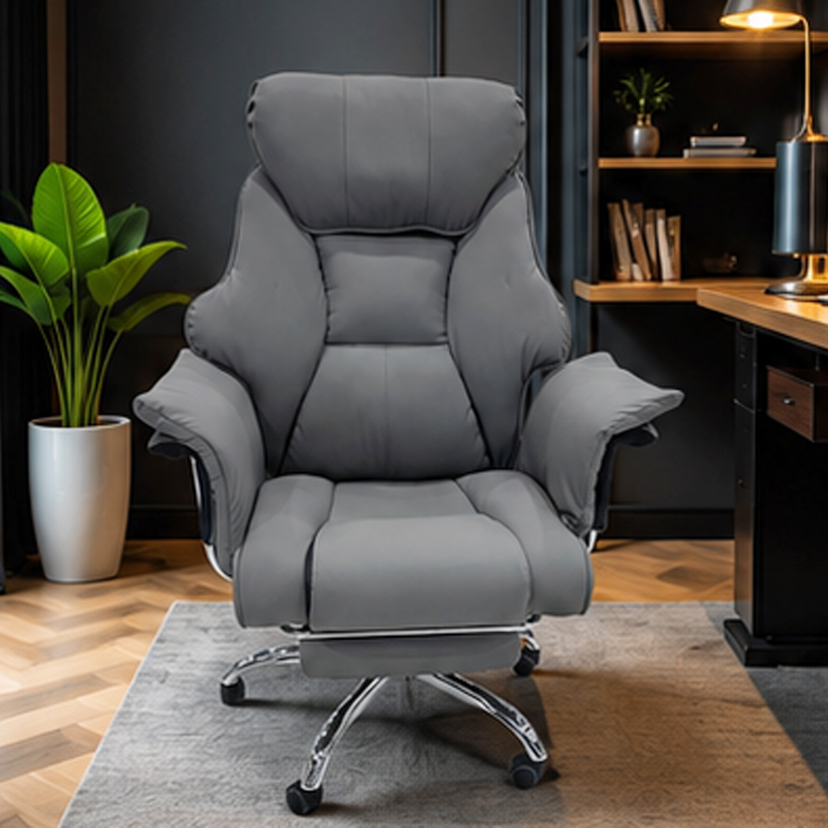 Adjustable High-Back Leather Office Chair