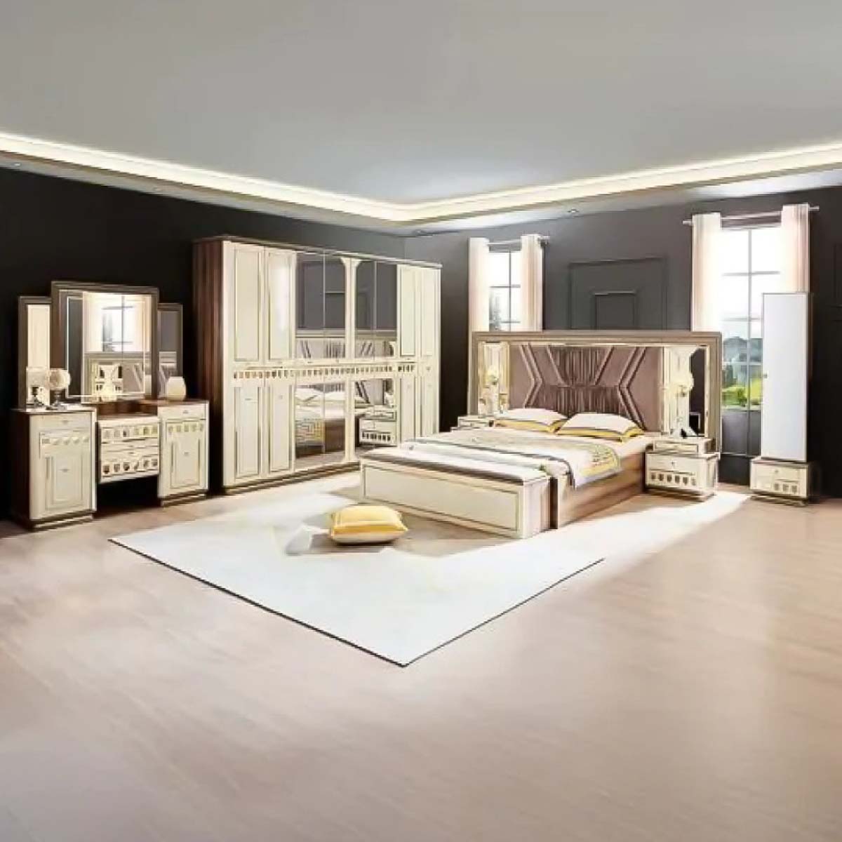 Modern High Headboard Bedroom Set