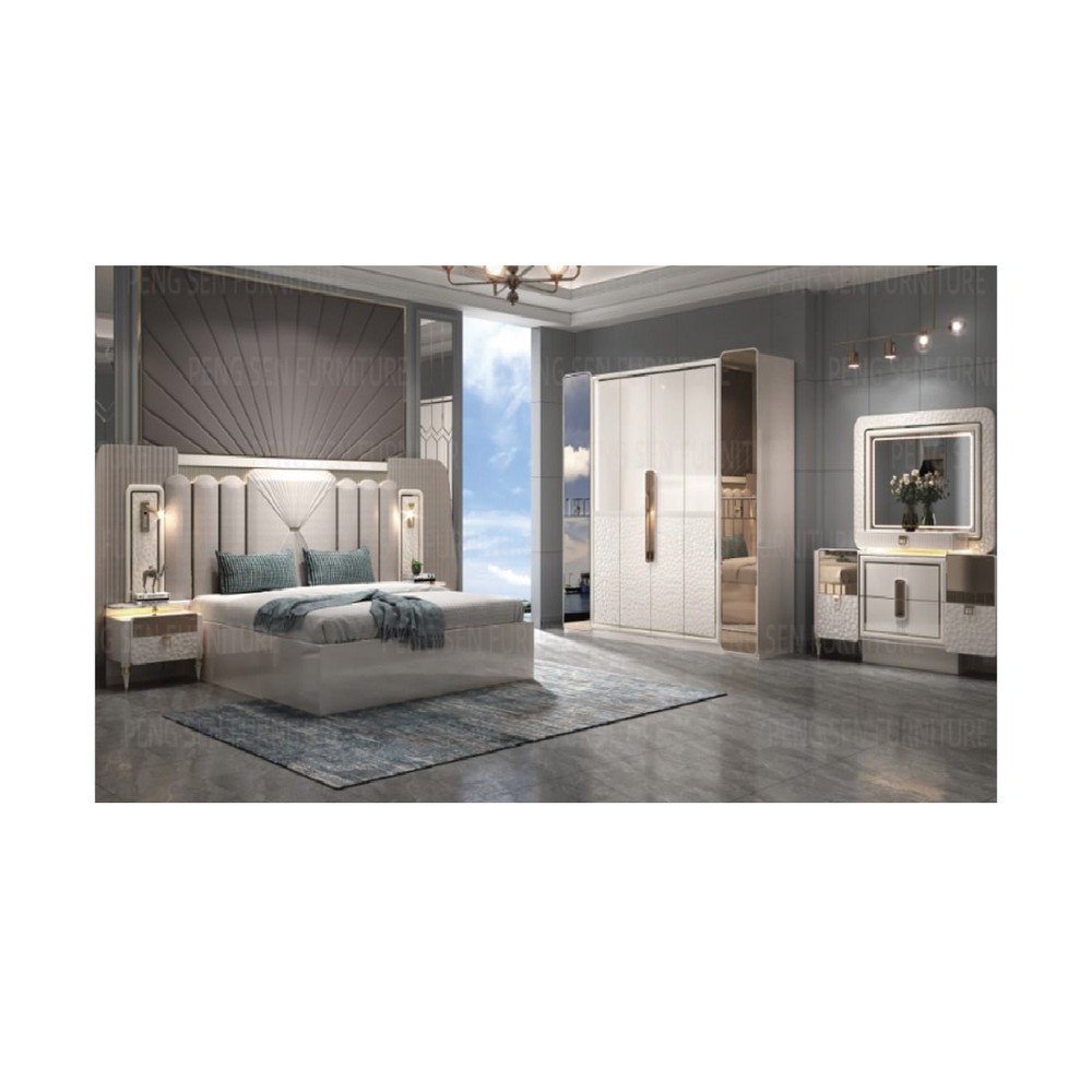King Bedroom Set 180x200cm (6 Doors Wardrobe, 2 Night Stand, 1 Dressing Table)
