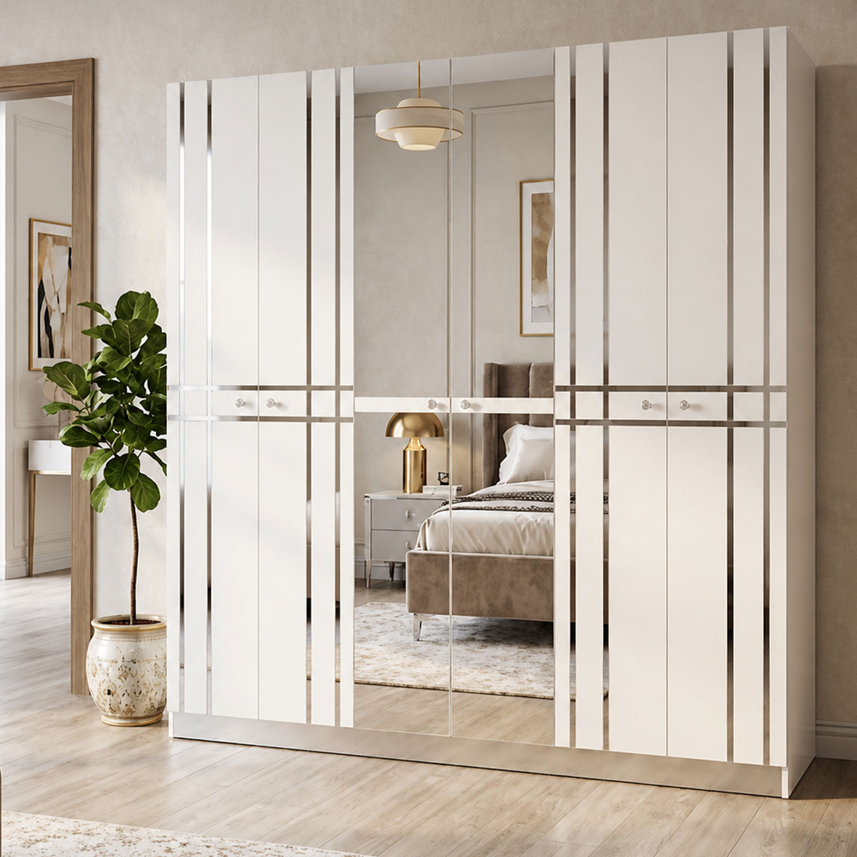 Wooden Wardrobe 6 Door