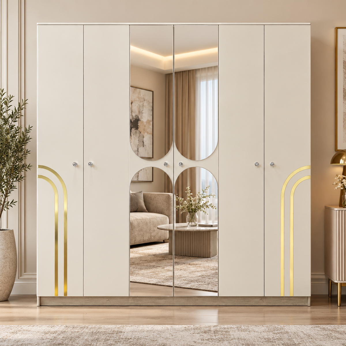 Wooden Wardrobe 6 Door