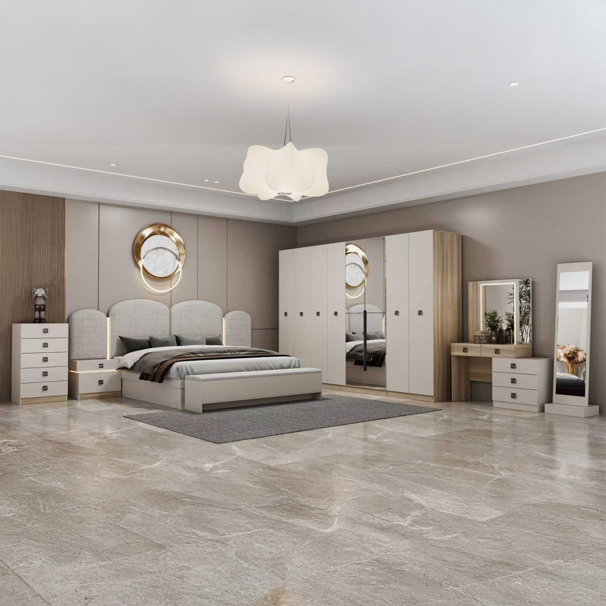 Modern High Headboard Bedroom Set